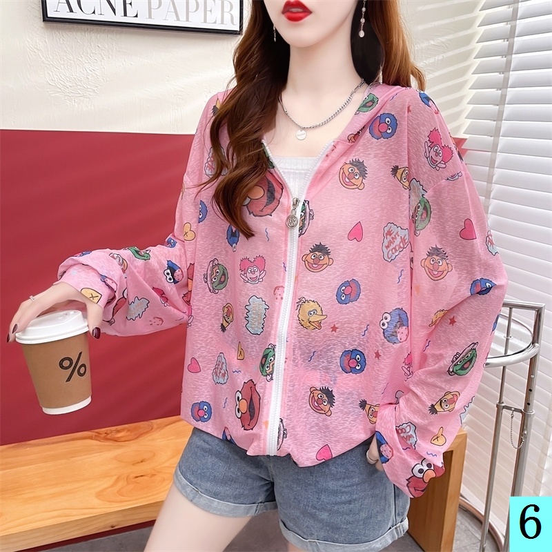 Áo Chống Nắng Bằng Lụa Lạnh Nhẹ Thoáng Khí In Họa Tiết Hoạt Hình Phong Cách Phương Tây Thời Trang Cho Nữ