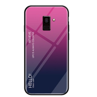 For [Samsung Galaxy A8 Plus 2018] Gradient Tempered Glass Back  Protective Case