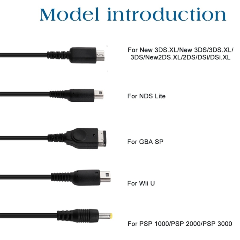 Cáp Sạc USB 5 Trong 1 Chuyên Dụng Cho NDSL / WiiU / New 3DS XL 3DS XL 2DS DsiXL / NDS / GBASP / PSP1000 2000 3000