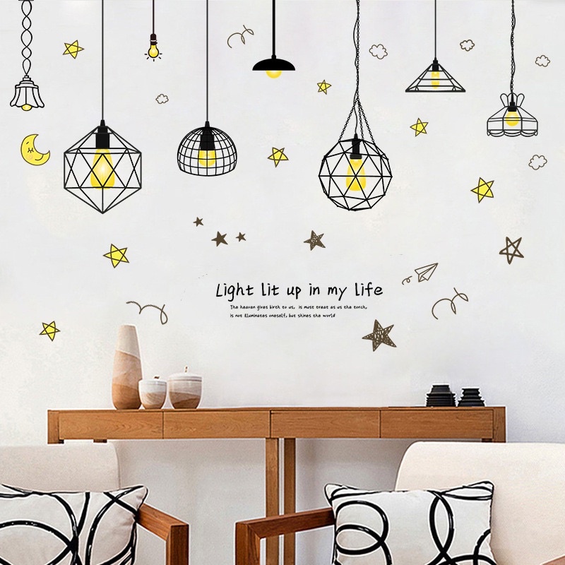Decal dán tường mẫu đèn đen sao
