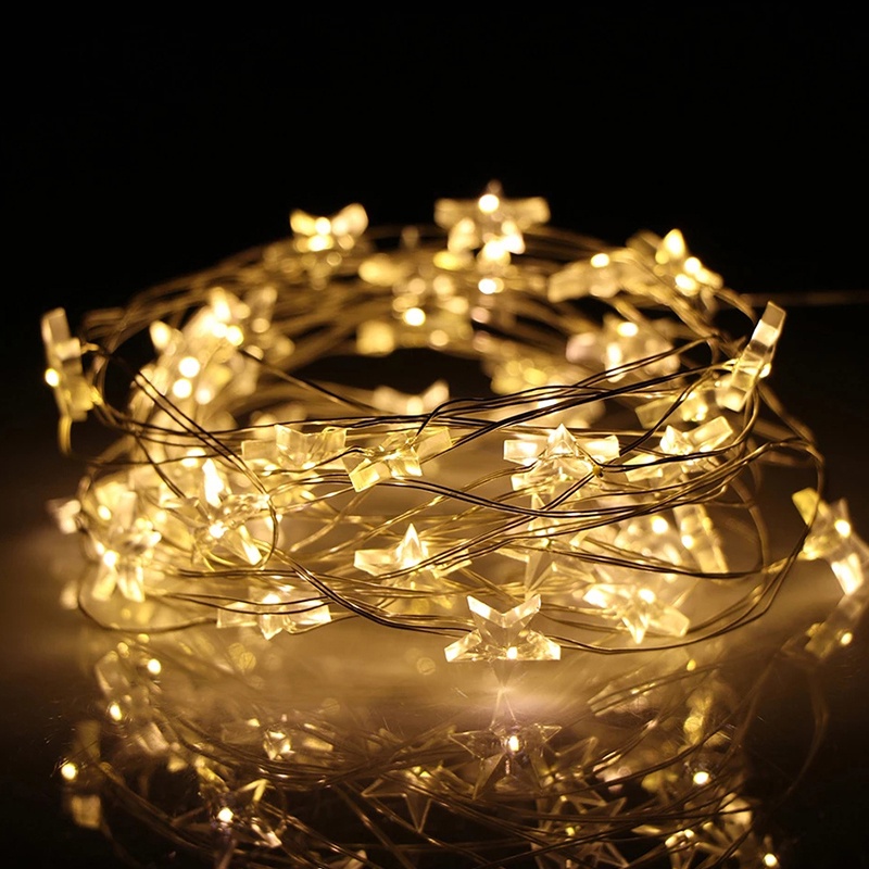 Dây đèn LED dài 2m hình ngôi sao kèm hộp pin trang trí nhà cửa