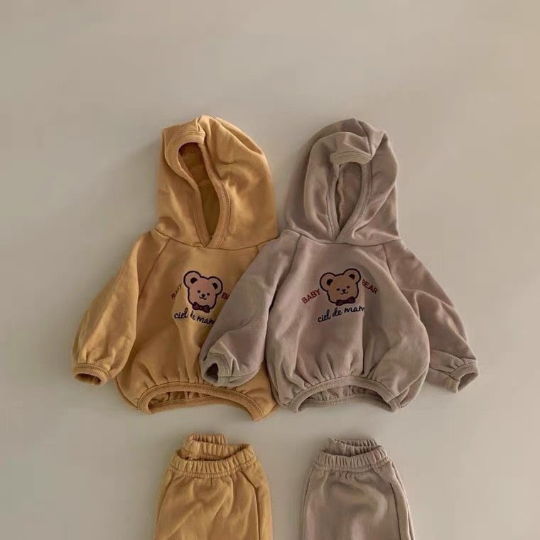 Bộ Thu Đông Hoodie Mũ Dài Tay Chất Nỉ Lót Bông Trẻ Em Dành Cho Bé Trai Bé Gái Chaarlie Kids