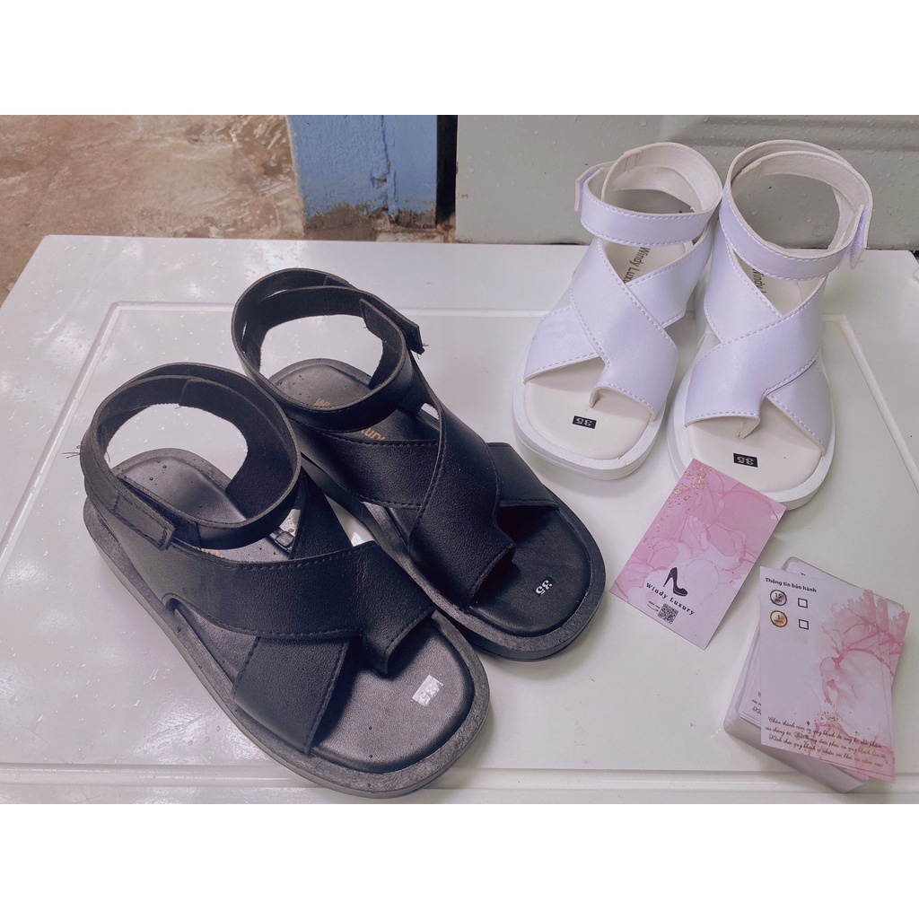 Sandal nữ xỏ ngón đế bằng 3cm, quai da đi học/ đi làm/ đi chơi - dép quai hậu-1000038