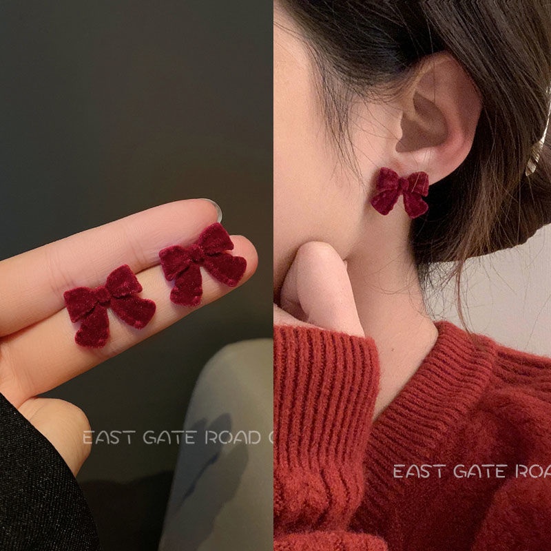 Bông Tai Hình Nơ Bằng Nhung Thời Trang Thu Đông Mới 2022 Cho Nữ