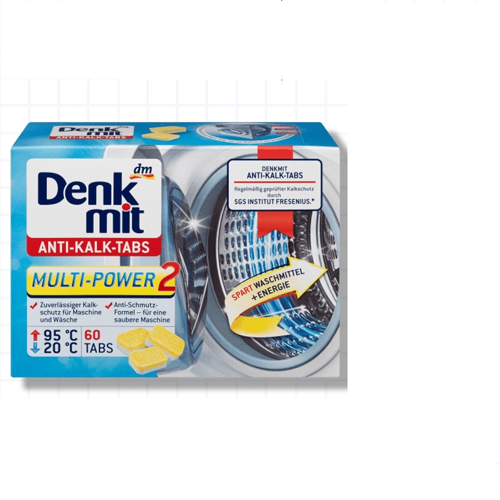 Hộp 60 viên tẩy lồng máy giặt Denkmit Anti Kalk Tabs - viên vệ sinh lồng giặt SIGO