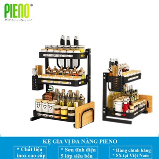 Kệ Để Gia Vị Nhà Bếp Đa Năng Inox 100% Phủ Sơn Tĩnh Điên Đen- Bảo Hành 12 Tháng