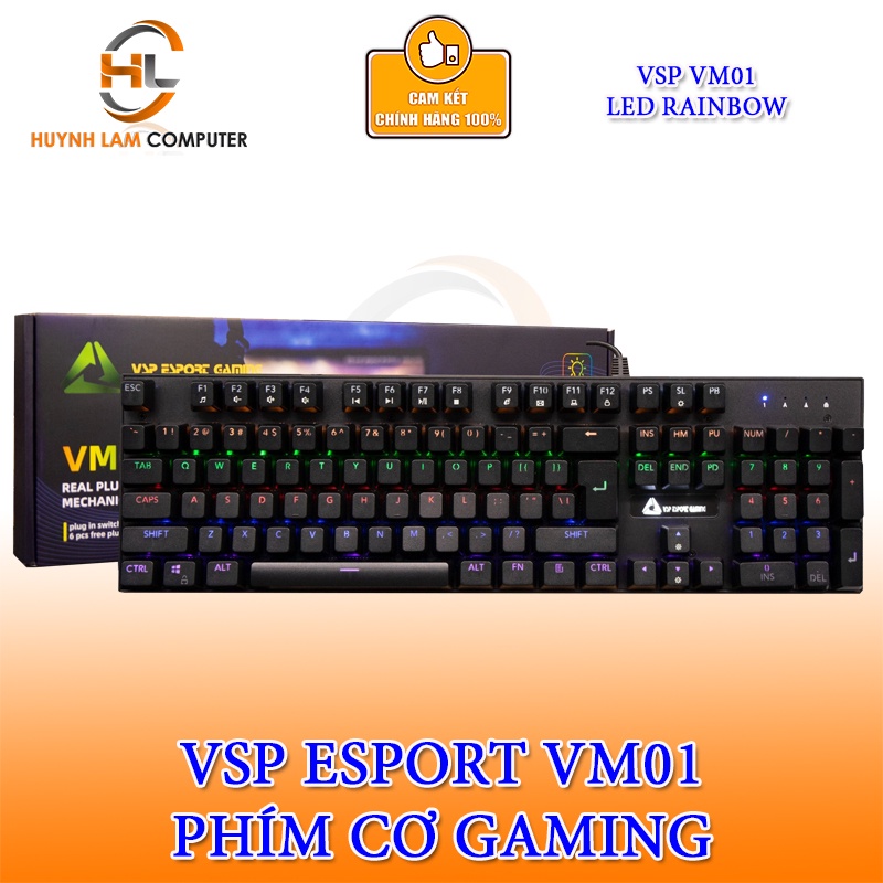 Bàn phím VSP VM01  phím cơ LED Rainbow - Hàng chính hãng