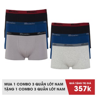 Combo 3 quần lót nam trunk iBasic PANM078 tặng 3 quần PANM078
