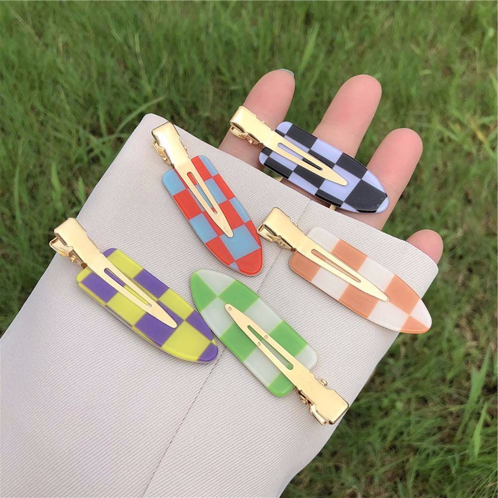 Kẹp Tóc Họa Tiết Sọc Caro Phong Cách Hàn Quốc Thời Trang Dành Cho Nữ