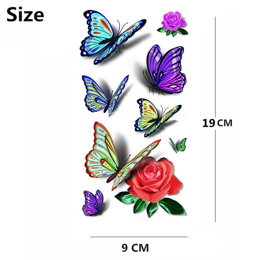 Sticker Dán Hình Xăm Tạm Thời Hình Bướm 3D Nhiều Màu Sắc Chống Nước