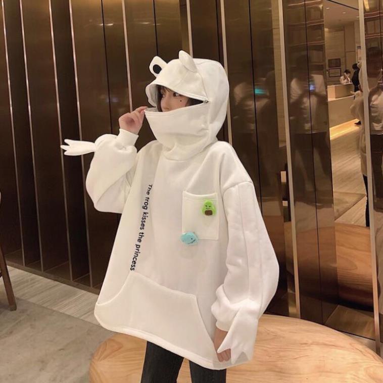 🚋[FREESHIP] Áo Hoodie Ếch khoá mồm form thụng Unisex (ko kèm cài áo) | BigBuy360 - bigbuy360.vn