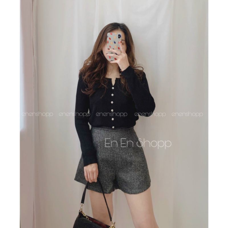 Áo khoác len cadigan khuy vuông hàng QC