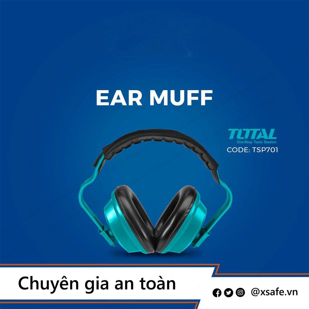 Tai nghe chống ồn TOTAL TSP701 độ giảm ồn 24dB điều chỉnh theo cỡ đầu - chụp tai chống ồn bảo vệ tai, Bịt tai cao cấp