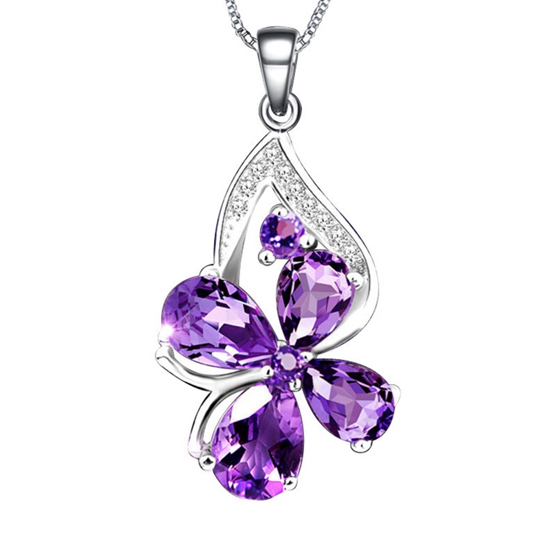 SWAROVSKI Vòng cổ Hình Cỏ Ba Lá Đính Đá Mạ Bạc 925 Thời Trang