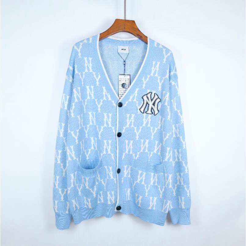 ❤❀  ❤ Mlb Áo Khoác Cardigan Tay Dài Cổ Chữ V Thêu Chữ Thời Trang