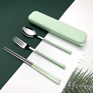 Bộ 3 MUỖNG ĐŨA NĨA INOX304 cá nhân có hộp đựng cao cấp- Hộp thìa dĩa văn phòng, du lịch tiện dụng