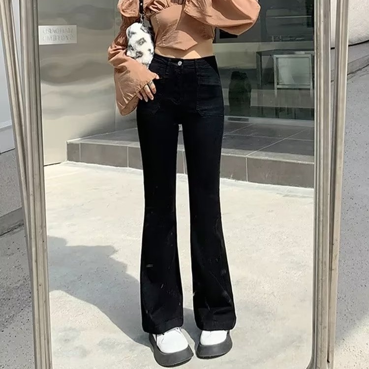 Quần Jeans Nữ Lưng Cao Ống Loe Thời Trang Hàn