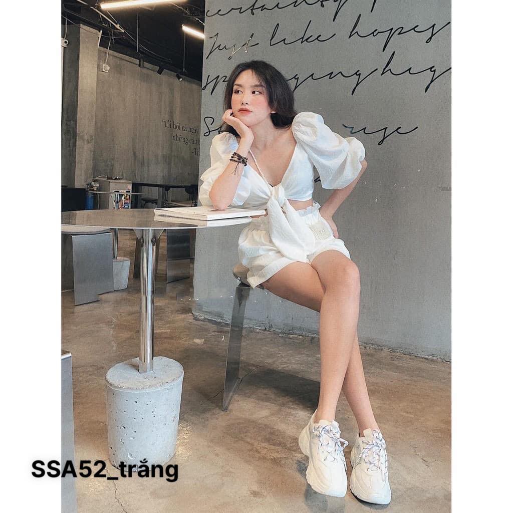 (MẪU MỚI-HÀNG CÓ SẴN)SSA52_SET QUẦN SHORT ÁO CROPTOP THẮT NƠ NGỰC❤️XƯỞNG MAY NHÀ BELL_CHIBEST