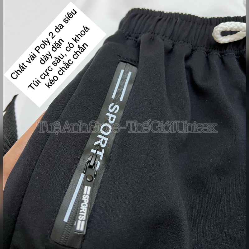 Quần Short Nam túi có khoá kéo chất Poly 2 da cao cấp - Quần Đùi Thể Thao Nam 2V Unisex full size M L XL từ 45-78kg