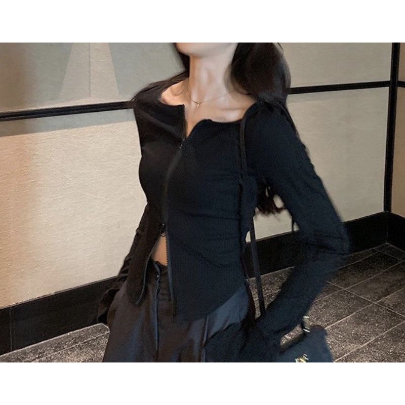 áo dây kéo 2 đầu tay dài