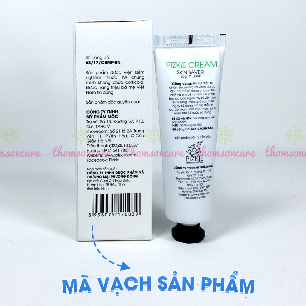 Kem trầu không Pizkie, giảm hăm, rôm sảy, ngứa da, chăm sóc da cho bé  và cả nhà - Mẫu mới tuýp 30g