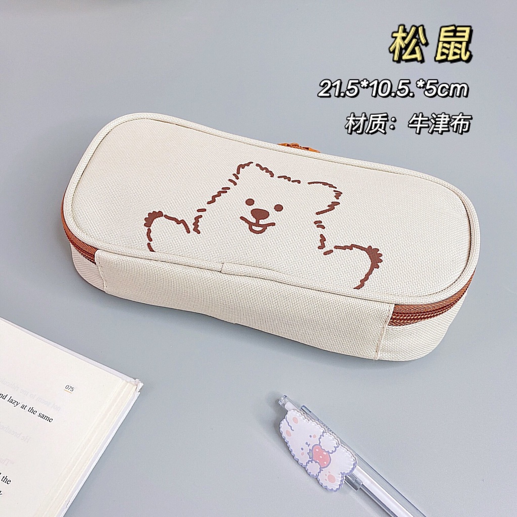 PVN48392 Túi đựng bút hộp bút vải canvas chống thấm nước họa tiết gấu đáng yêu tiện dụng