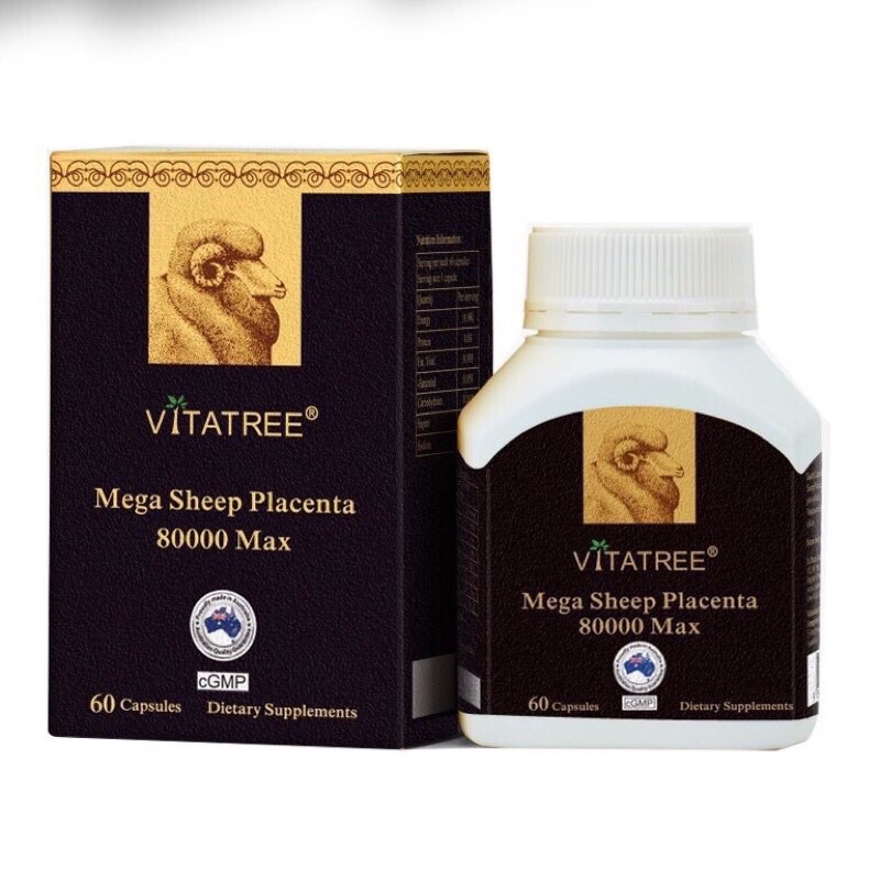 Viên uống nhau thai cừu Vitatree Maxi Sheep Placenta 80000Max Úc- Hộp 60 viên