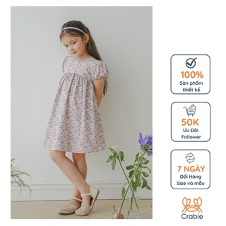 Đầm tiểu thư bé gái CRABIE babydoll hoa nhí tay bồng công chúa xinh xắn - Leah Dress - Hoa nhí tím