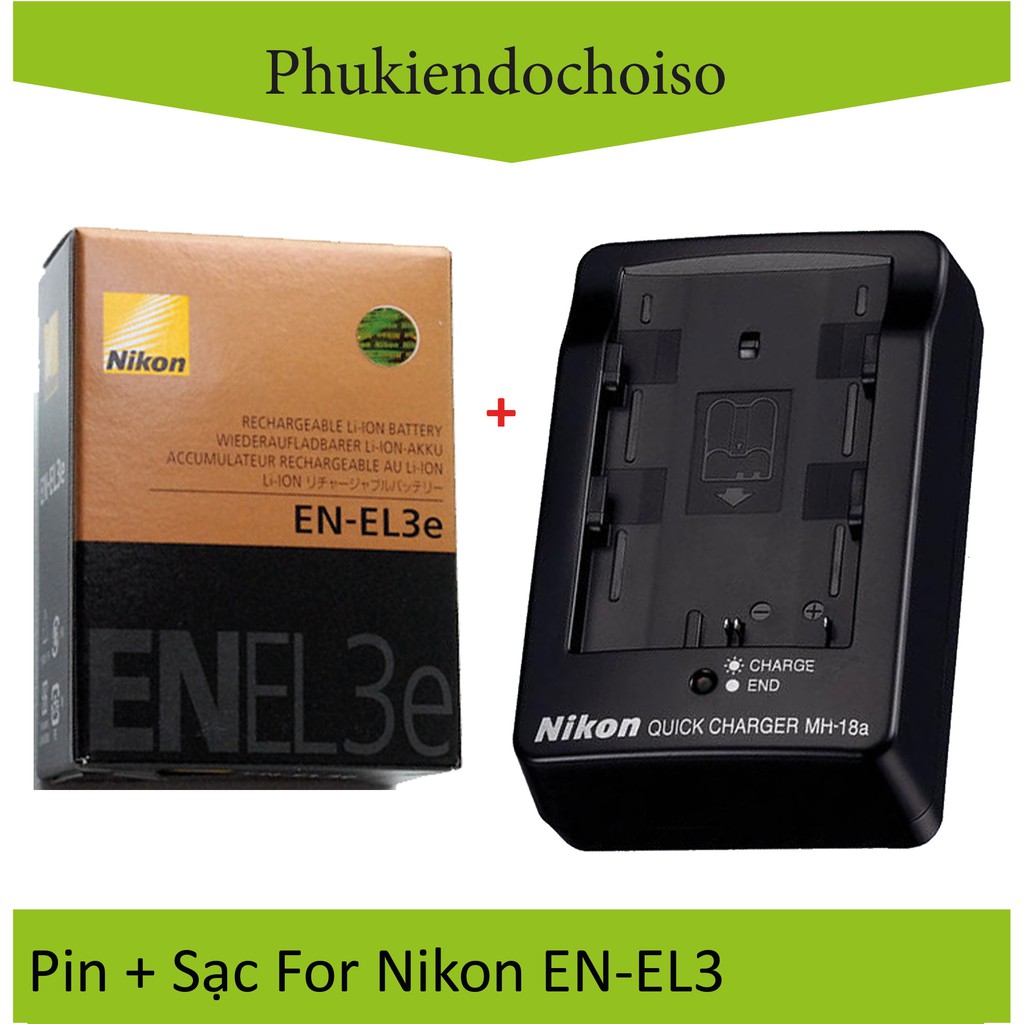 Bộ pin sạc thay thế 1 Pin 1 Sạc máy ảnh Nikon EN-EL3e