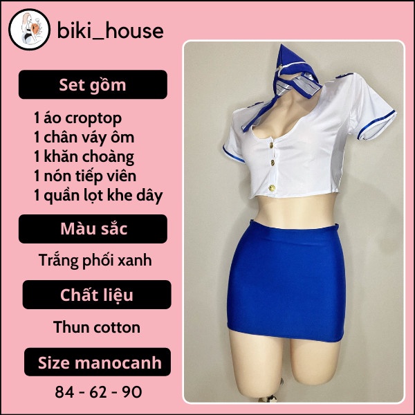 Cosplay thủy thủ ôm body sexy gợi cảm áo croptop váy ngủ ôm cosplay tiếp viên hàng không quyến rũ BIKI HOUSE N721 - HCM | BigBuy360 - bigbuy360.vn