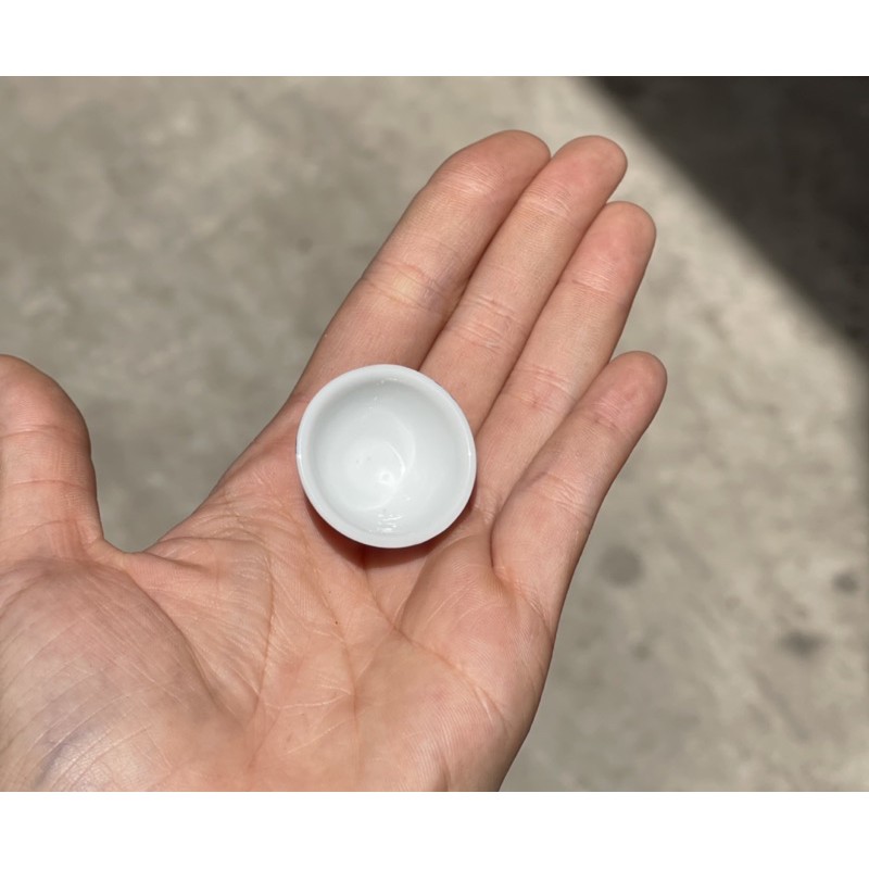 Bát gốm hoa văn xanh mini cho nha búp bê - bát gốm nâu