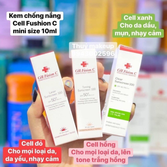 Kem chống nắng Cell Fusion C Laser / Clear / Toning Suncreen Đỏ / Xanh