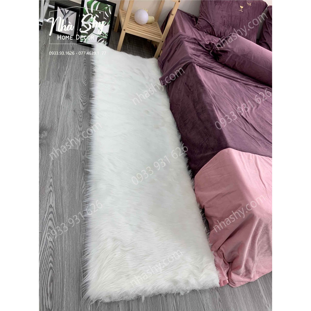 Thảm Lông Hồ Ly Cao Cấp dài 5cm - Màu Xám Và Trắng - Chụp Ảnh Trang Trí Nhiều Size