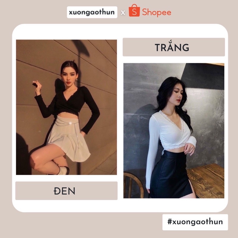ÁO TAY DÀI PHỐI REN BUỘC DÂY CHẤT THUN GÂN (C-H)