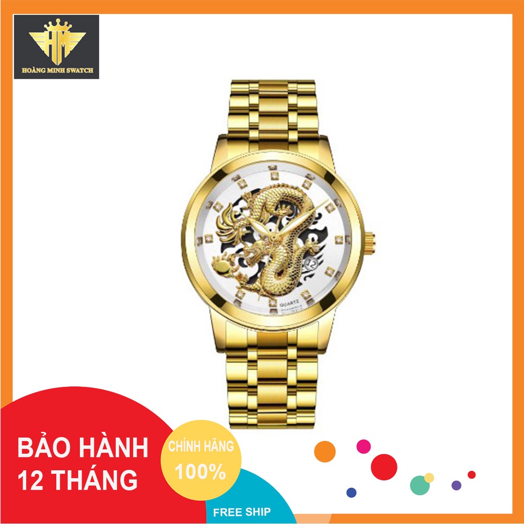 Đồng hồ nam mặt rồng quyền quý, kim dạ quang cao cấp sang trọng