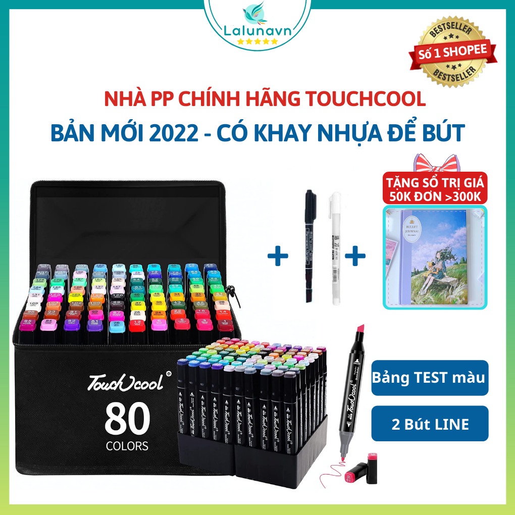 Bút màu Marker Touch Cool họa cụ tô màu dạ vẽ tranh anime Bộ 30/60/80 Lalunavn-B66