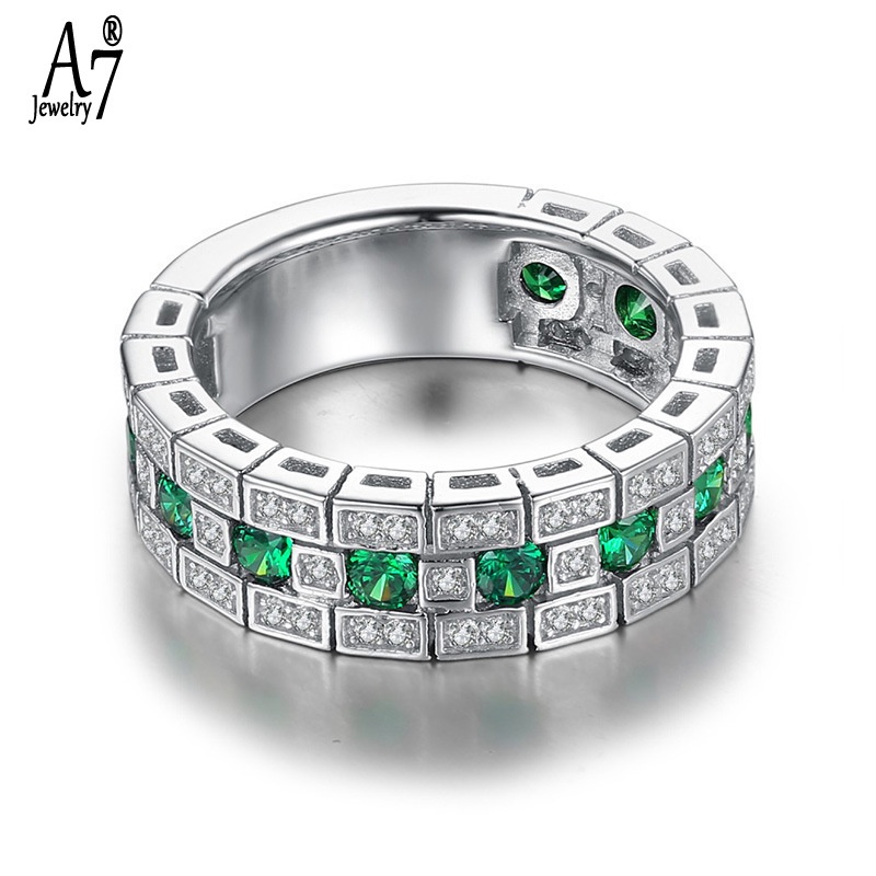 Nhẫn Đính Đá Toàn Bộ A7 Phong Cách Retro Cho Nam Nữ