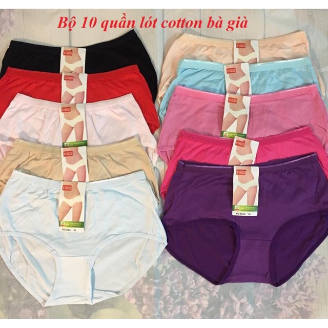 Sỉ 10 Quần cotton Lót bà Già, Bà bầu đủ size 45-75kg