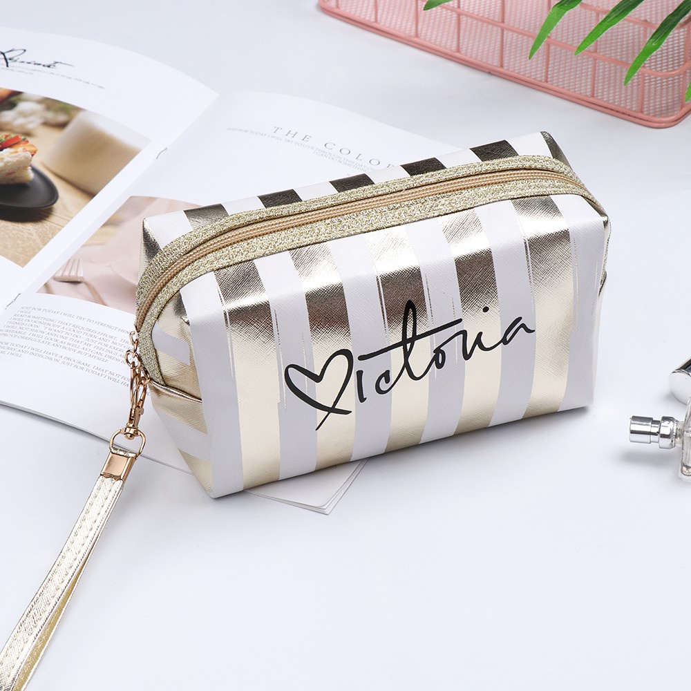 MIHAN1 Toiletry Case Travel Makeup Case Storage Bag Cellphone Pouch Cosmetic Bags Portable Waterproof PVC Pouch Stripe Multi-function Coin Purse/Multicolor