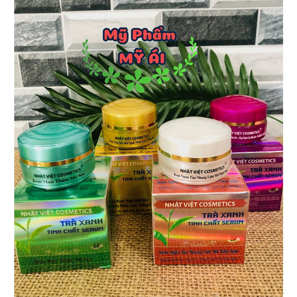 KEM Nhật Việt Trà Xanh 10G, kem mụn, kem trắng da, kem mờ nám tàn nhang Mỹ phẩm Mỹ Ái