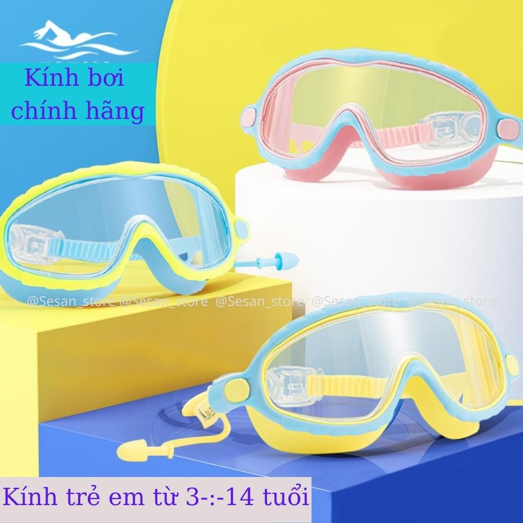 Kính bơi cao cấp trẻ em người lớn 360 GỌNG LỚN, chống nước, chống sương mù, chống tia UV, có nút tai dính liền KGL020