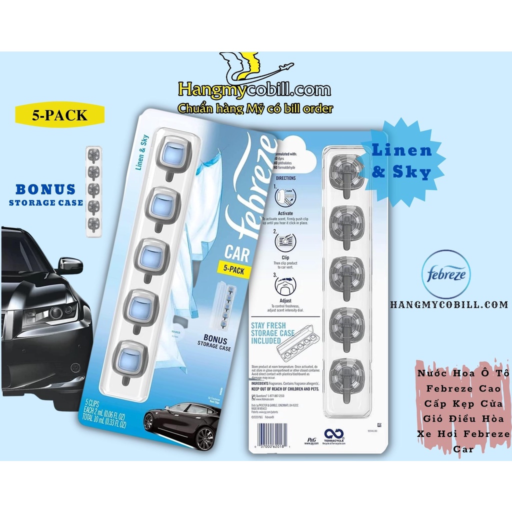 Nước Hoa Ô Tô Febreze Cao Cấp Kẹp Cửa Gió Điều Hòa Xe Hơi Febreze Car