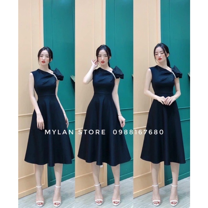 ĐẦM THIẾT KẾ MYLAN STORE MÀU ĐEN CHẤT UMI NHẬP CAO CẤP