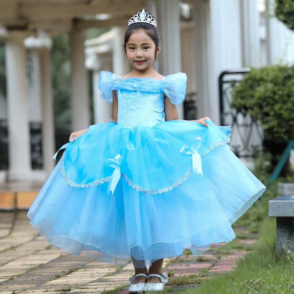 Váy đầm dạ hội hóa trang phong cách công chúa Belle Aurora Sofia Cinderella cho bé gái