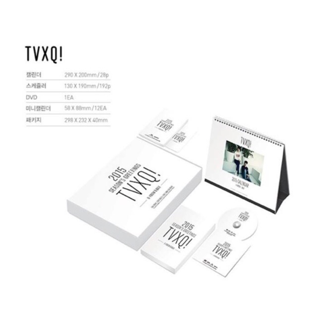 TVXQ Season’s Greeting 2015 Nguyên seal full đồ như hình bên.