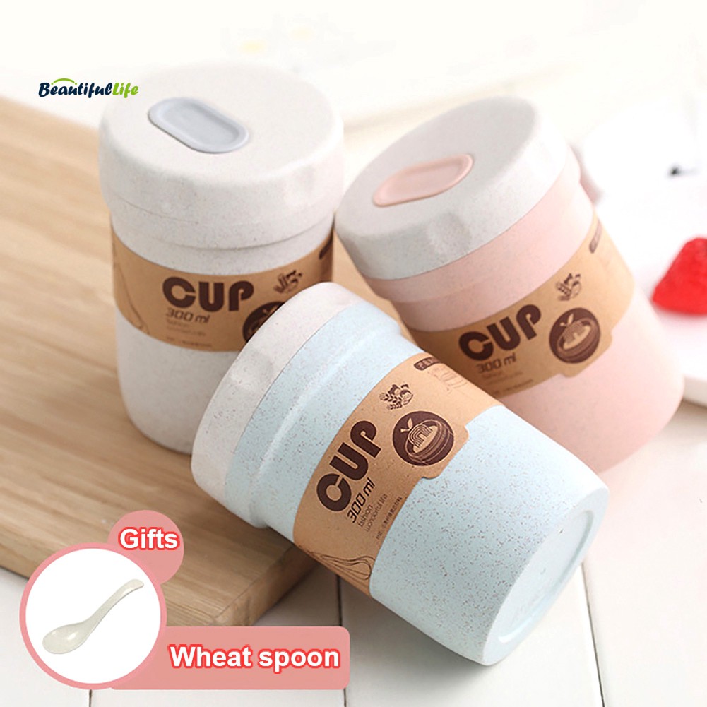 Cốc uống nước lúa mạch 300ml nhiều màu