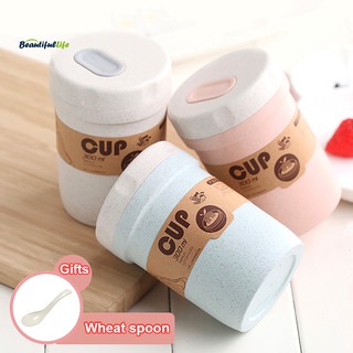Cốc uống nước lúa mạch 300ml nhiều màu