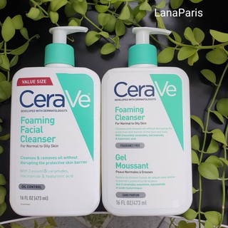 (Hàng Pháp/Mỹ có bill) sẵn Sữa rửa mặt Cerave Foaming Cleanser 473ml 236ml và 1 lít