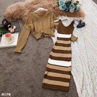 SET ĐẦM BODY LEN KÈM ÁO CROP