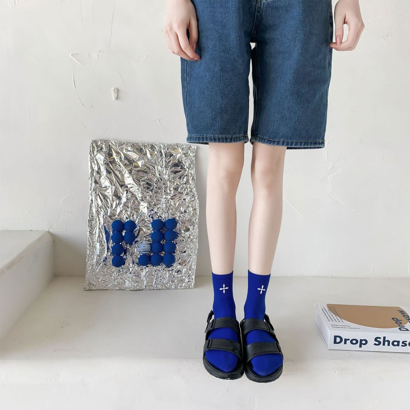 1 Đôi Vớ Ống Chân Đan Chéo Thêu Hoa Thoáng Khí Giữ Ấm Kiểu Nhật Bản Xixi